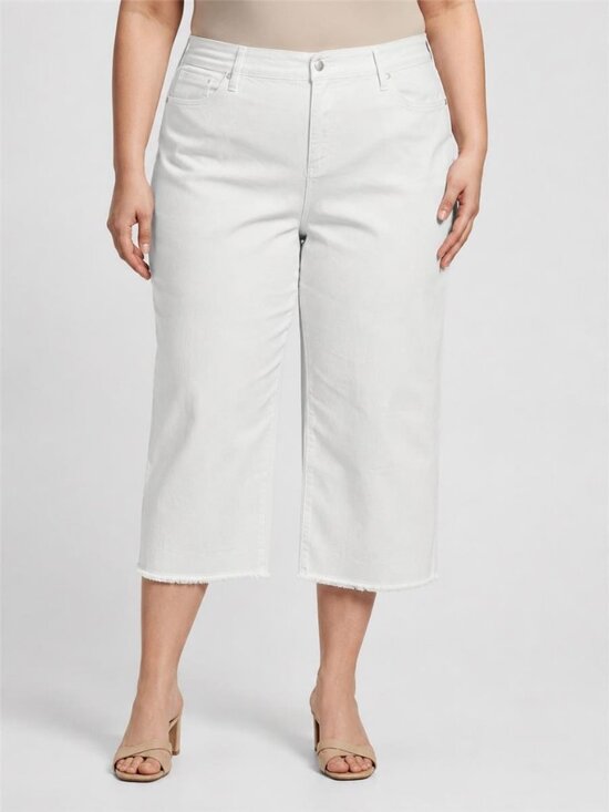NYDJ Denim - NYDJ 24W Optic White Wide Leg Capri Jeans Raw Hem Lift Tuck Stretch NWT
